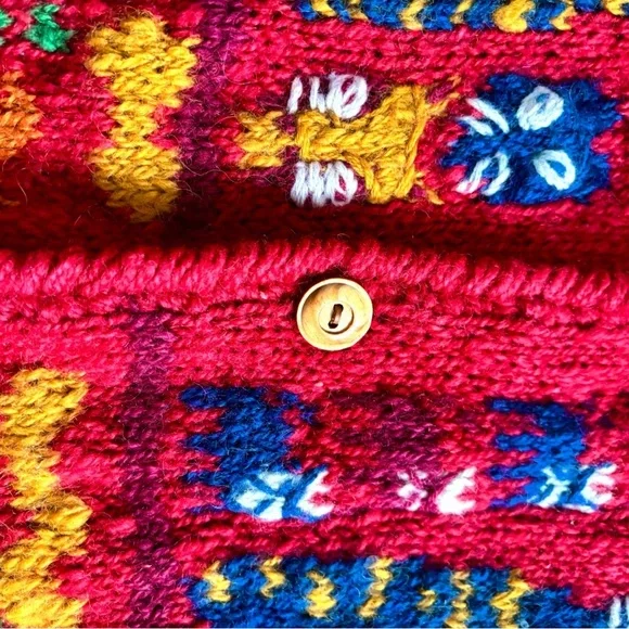 Vintage Express TRICOT Hand Knit Cat Wool Oversized Cardigan Sweater M/L - Picture 8 of 11